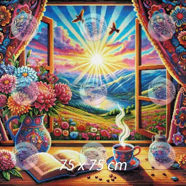 Art Thérapie - Toile Diamond Painting Temps pour soi (rendu carré) - Broderie Diamant - Dimension de la toile: 75 x 75 cm