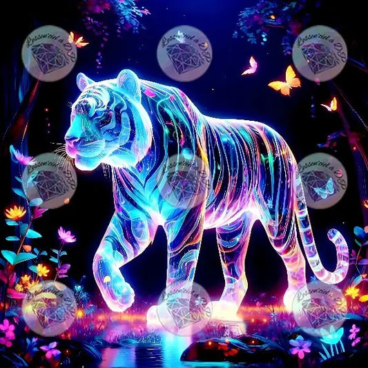 Art Thérapie - Toile Diamond Painting Tigre Spectral - Broderie Diamant - Dimension de la toile: 60 x 60 cm