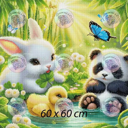 Art Thérapie - Toile Diamond Painting Trois amis - Broderie Diamant - Dimension : 60 x 60 cm